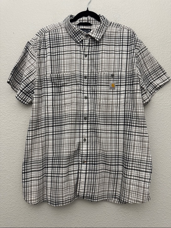 Carhartt Other - Carhartt Shirt Mens Size 2XL Gray Plaid Relaxed Fit Short Sleeve Button Front